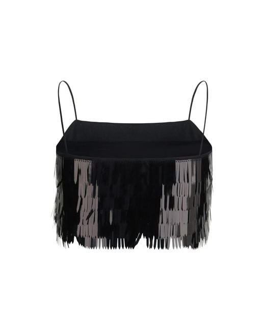 Self-Portrait Black Sequin Top Polyester