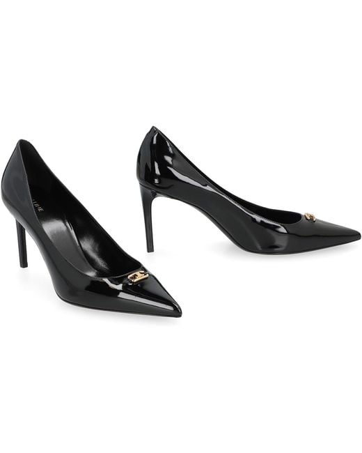 Céline Black Lacquered Heels With Pointed Toe Leather Pumps