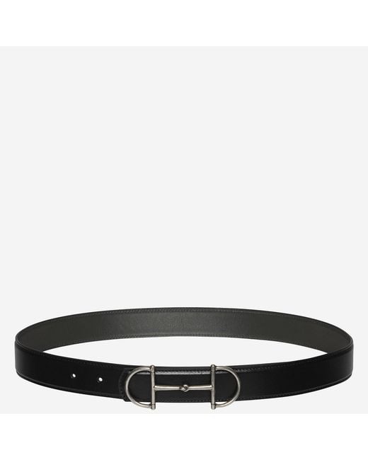 Gucci Black Reversible Leather Belt With Clasp Calfskin for men