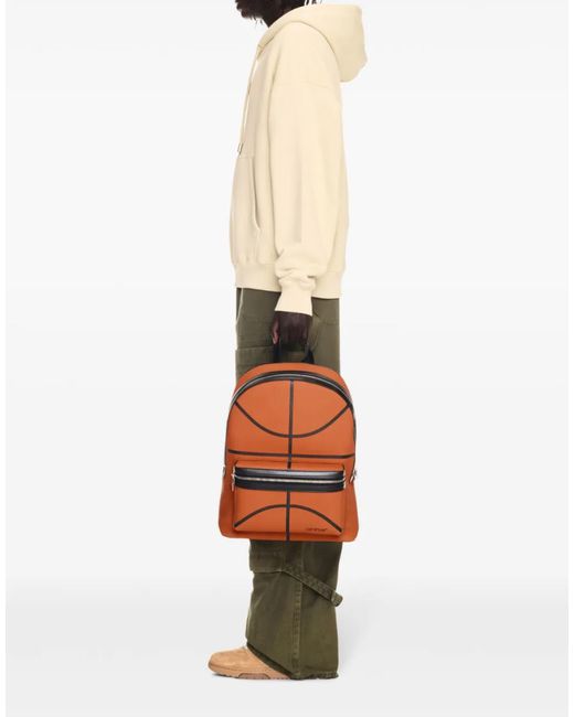 Off-White c/o Virgil Abloh Black Basket Round Logo Backpack Bags Backpacks for men