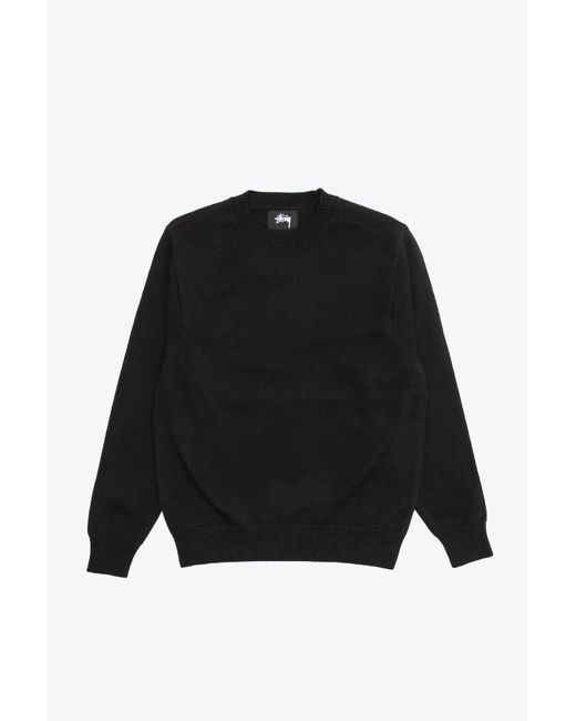 Stussy Bent Crown Sweater Black Cotton Knitted Sweater With Back Crown - Bent Crown Sweater for men