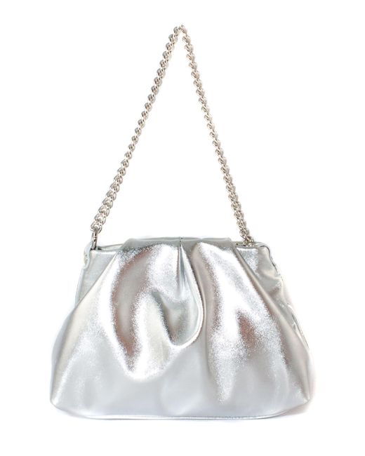 Roberto Festa White Silver-tone Leather Saturnia Shoulder Bag