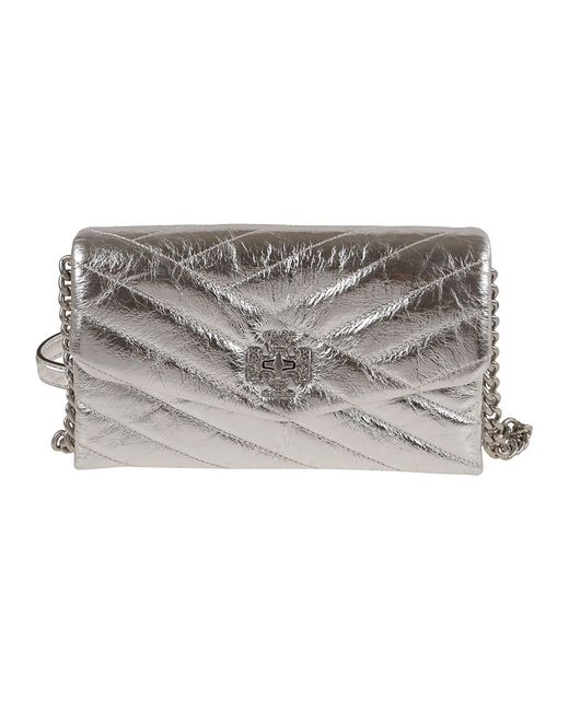Tory Burch Women's Mini Kira Chevron Top Andle Chain Wallet Bag - Metallic - Totes
