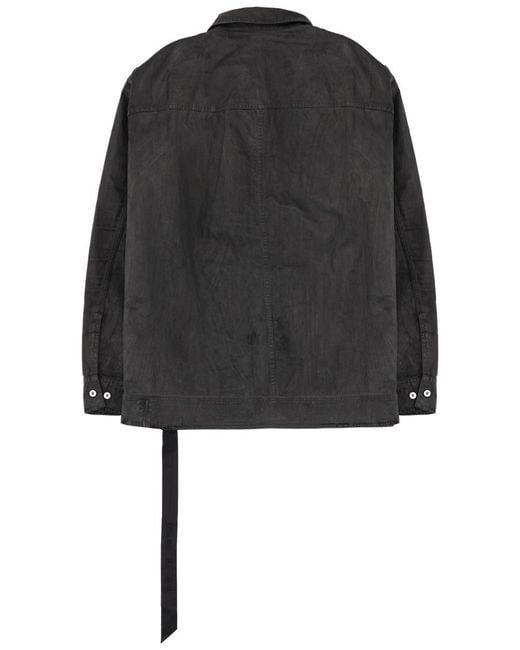 Rick Owens Black Jumbo Worker Jacket Cotton for men