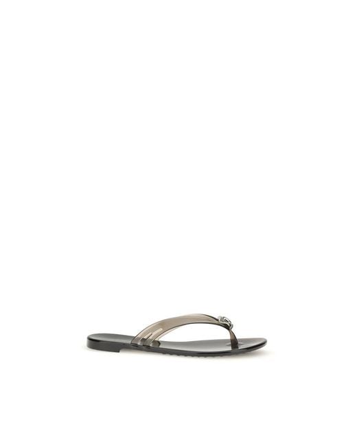 Casadei Black Polyurethane Flat Sandals