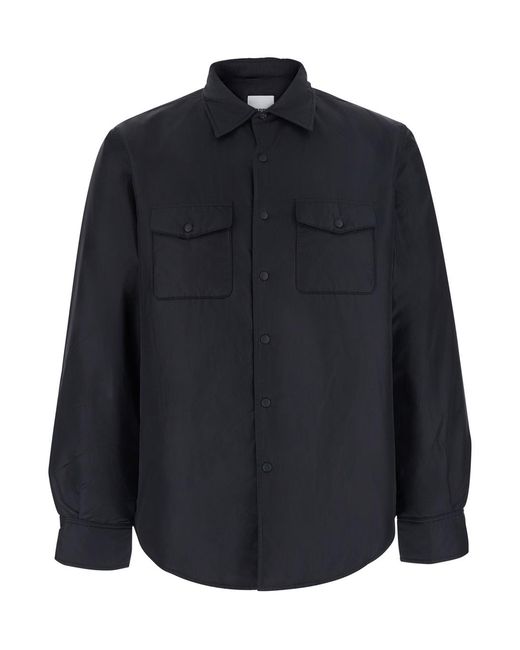 Aspesi Blue Jacket High-Collar Tech Fabric Polyamide Coat for men