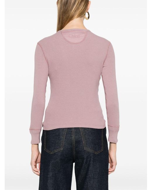 Chloé Pink Cotton Crewneck Sweater