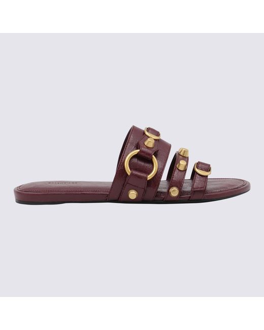 Balenciaga Brown Bordeaux Leather City Flats
