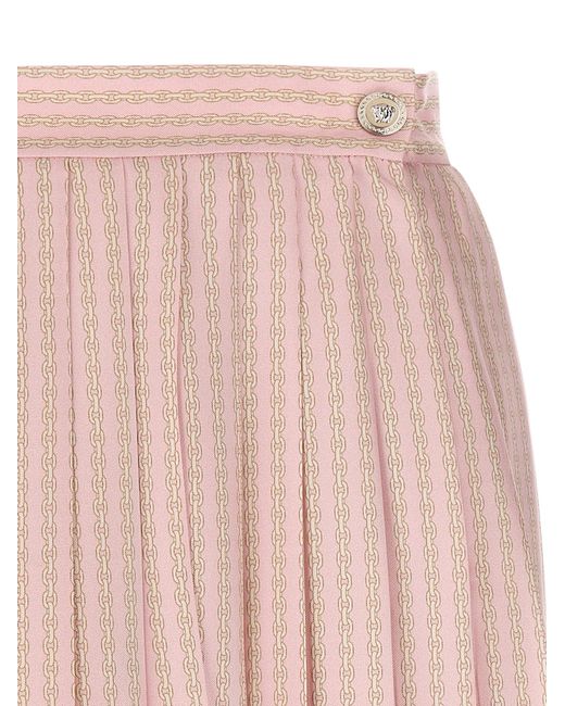 Versace Pink Foulard Print Silk Twill Mini Skirt