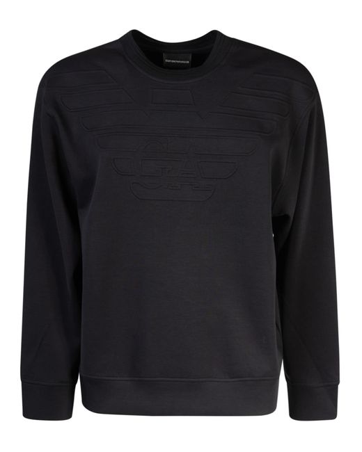 Emporio Armani Black Logo Embroidered Sweatshirt for men