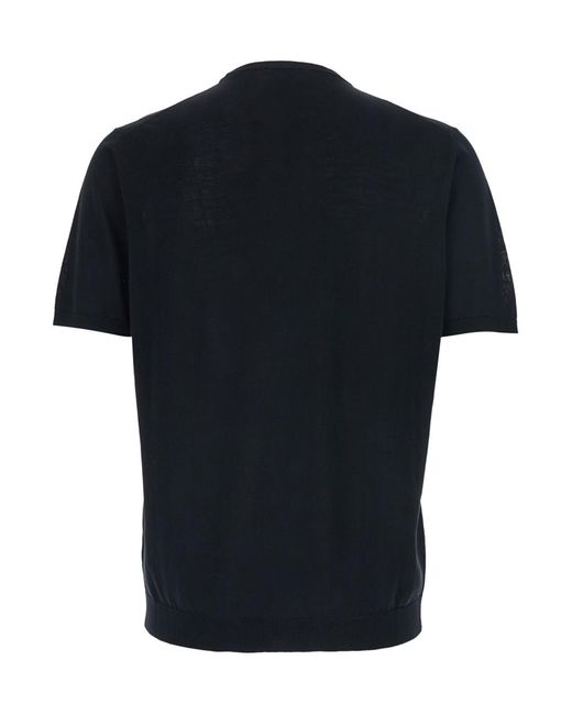 Roberto Collina Black T-Shirt With Crew Neck And Ribbed Cotton Finishes For Tshirts Polo Shirts for men