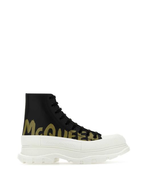 Alexander McQueen White Leather Tread Slick Sneakers for men