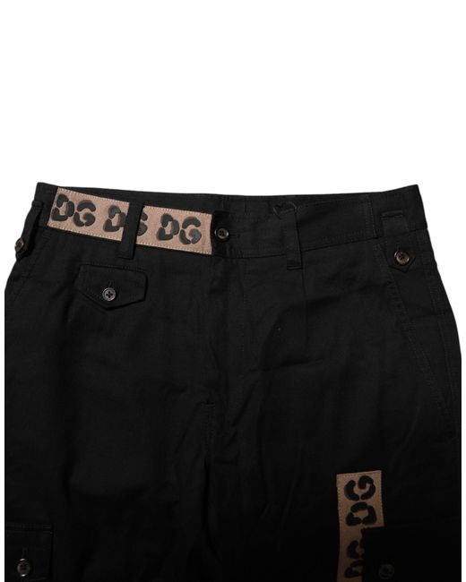 Dolce & Gabbana Black Cargo Pants Dg Logo for men