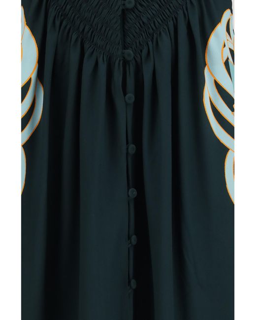 LaDoubleJ Green Long Camerino Dress Silk