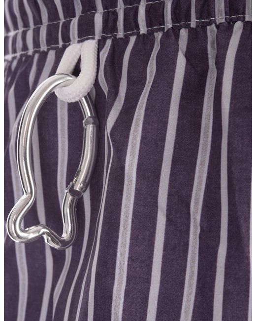 Fedeli Purple Burgundy Striped Swim Shorts for men
