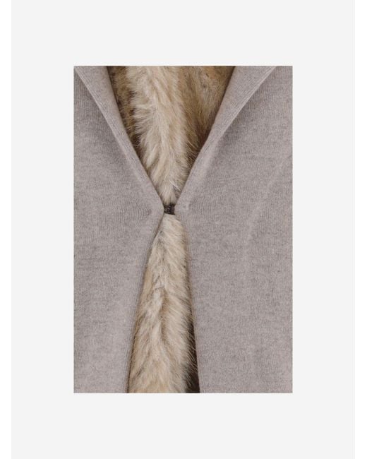 Bruno Manetti Gray Wool And Cashmere Jacket With Fur Virgin
