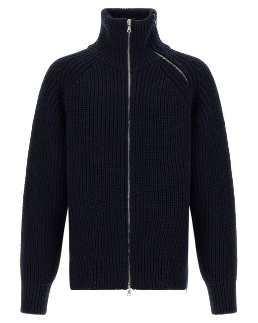 Dries Van Noten Blue Monty Full-Zip Turtleneck Sweater for men