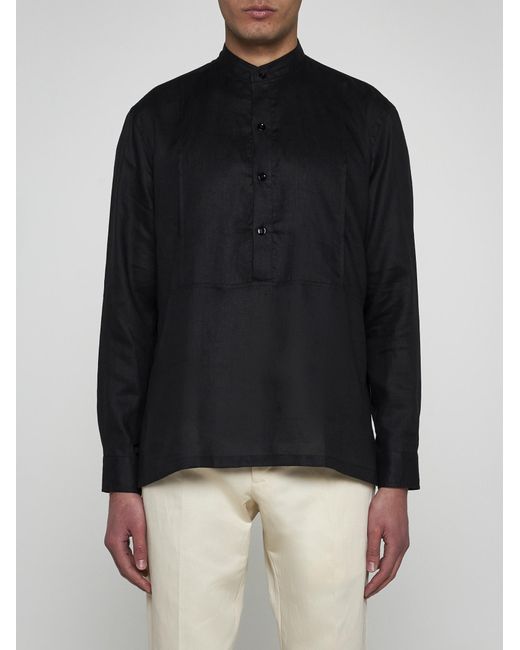 PT01 Black Mariner Linen Shirt for men