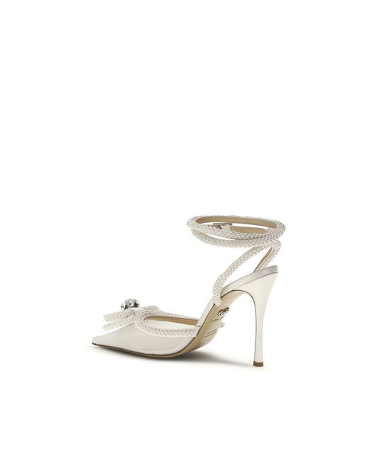 Mach & Mach White Silk High Heel Pumps