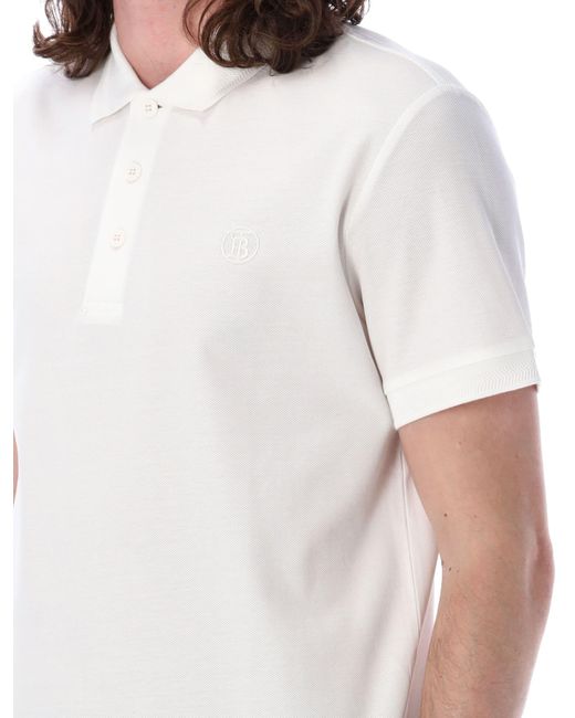 Burberry White Eddie Tb Polo Shirt for men