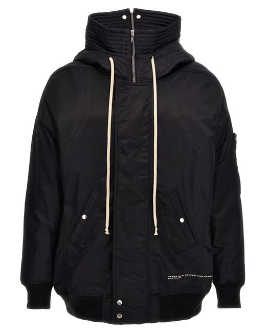 Rick Owens Blue Hooded Long Casual Jackets, Parka for men