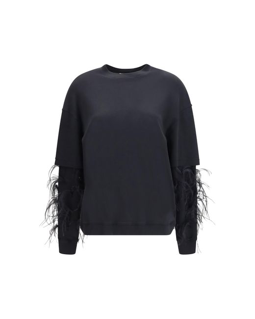 DARKPARK Blue Troy Double-Sleeve Feather Top Cotton T-Shirts
