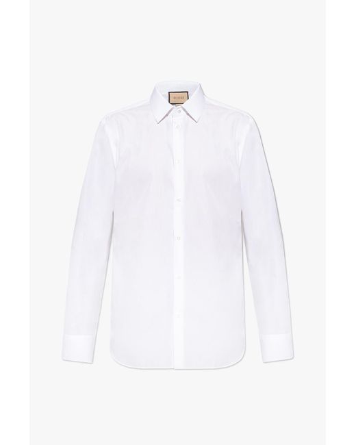 Gucci White Cotton Shirt With Logo for men