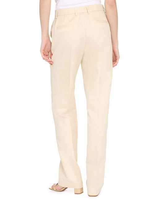 PT Torino White Ambra Cotton-Linen Straight Trousers