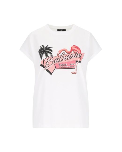 Balmain Pink 'fenicottero Rosa' T-shirt