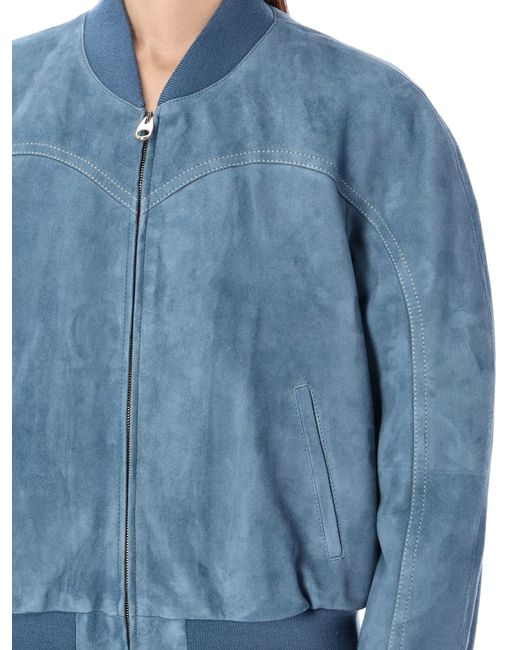 Chloé Blue Leather Bomber Jacket