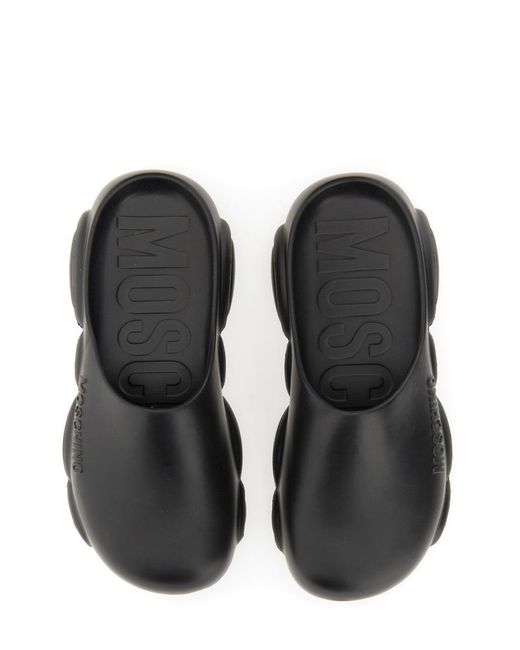 Moschino Black Rubber Teddy Sole Mules Ethylene Vinyl Acetate Sandal