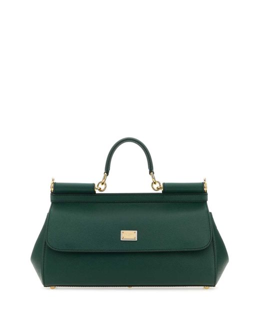 Dolce & Gabbana Green Bottle Leather Medium Sicily Handbag