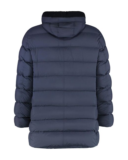 Herno Blue Long Hooded Down Jacket for men