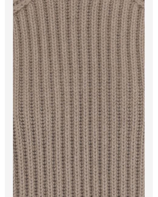 Malo Brown Ribbed Cashmere Sweater