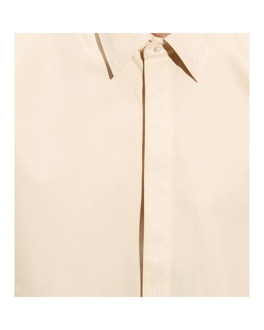 Fendi White Embroidered Cotton Shirt for men