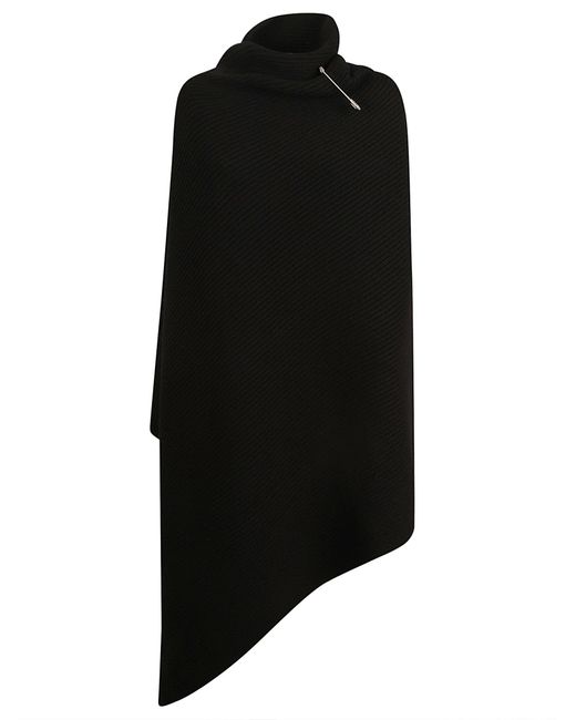 Balenciaga Black Ribbed Knit Wrap Cape