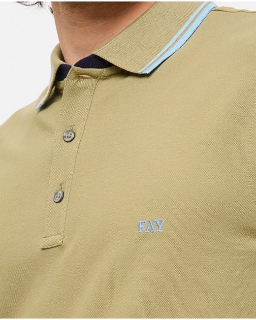 Fay Green Stripes Db Collar Polo for men