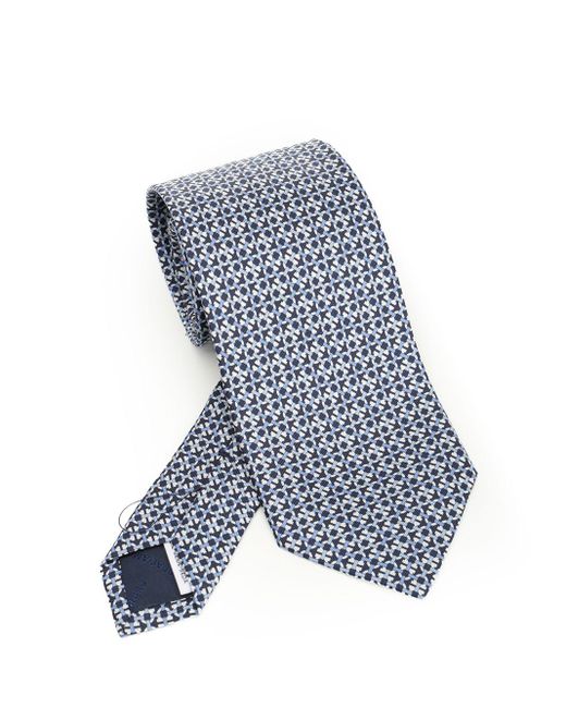 Ferragamo Blue Gancini Print Silk Tie Ties And Bow Ties for men