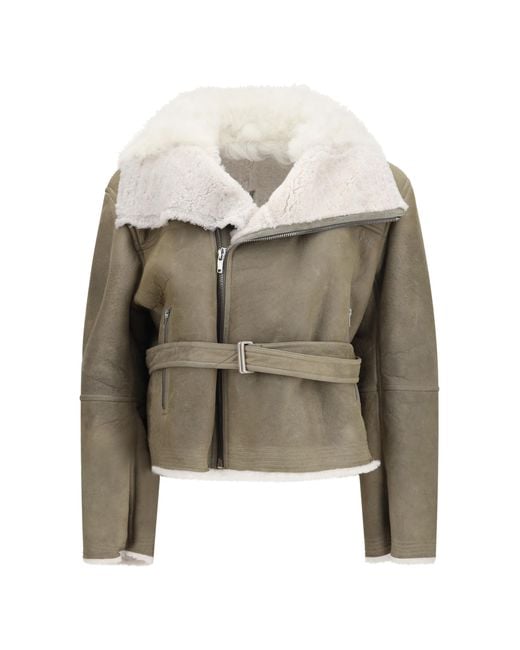 Rick Owens Multicolor Cropped Suede And Shearling Flight Jacket Outer: Lamb Ovis Aries