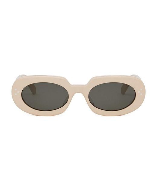 Céline Green Sunglasses Oval Full Rim, Shiny Ivory Frame And Smoke Lens Cl40276U25A