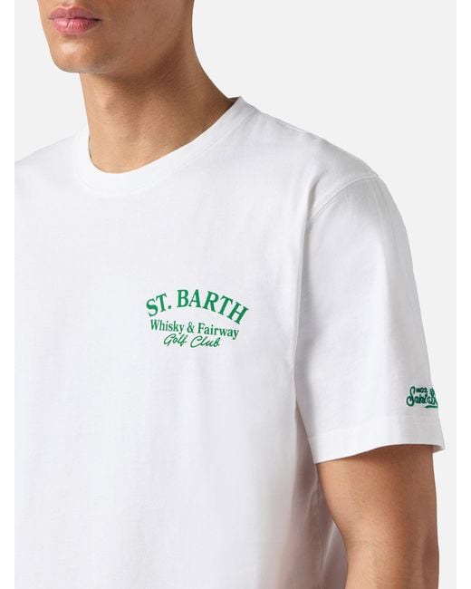Mc2 Saint Barth White Portland T-Shirt With St. Tropez Habitué Print for men