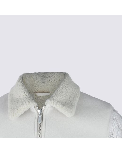 Eleventy White Wool Leather Jacket for men