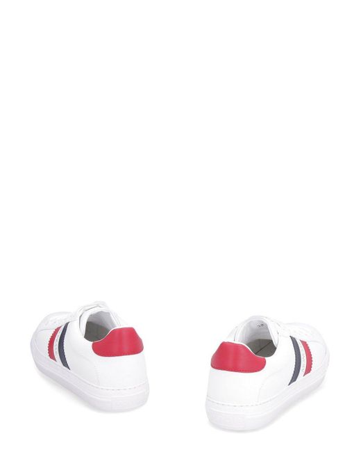 Moncler White Stripe-Detail Low-Top Sneakers
