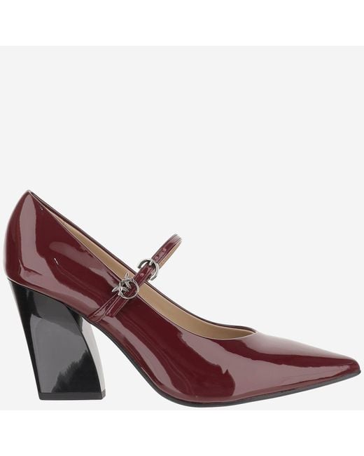 Pinko Purple Pointed Toe Shiny Leather Pumps