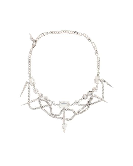 Alessandra Rich Choker With Crystals And Studs in White | Lyst UK