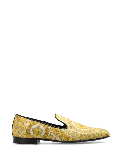Versace Green Barocco Printed Slip-On Loafers for men