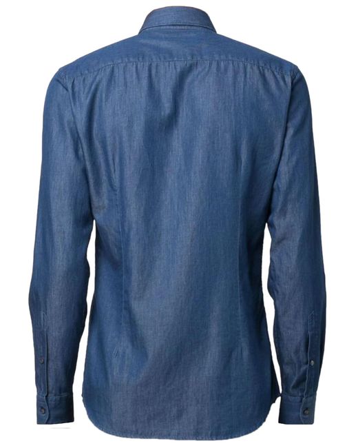 Fay Blue Cotton Denim Shirt for men