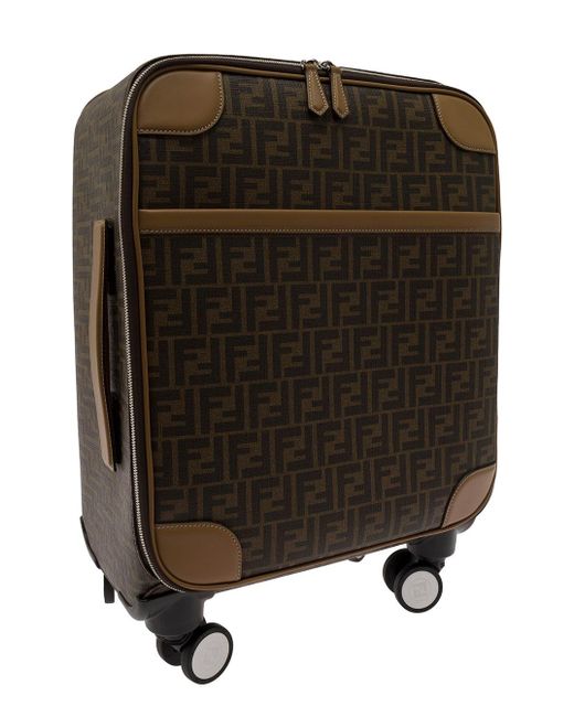 Fendi Black Brown All-over Ff Print Small Trolley Suitcase for men