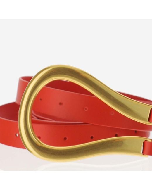 Bottega Veneta Red Belt Calfskin