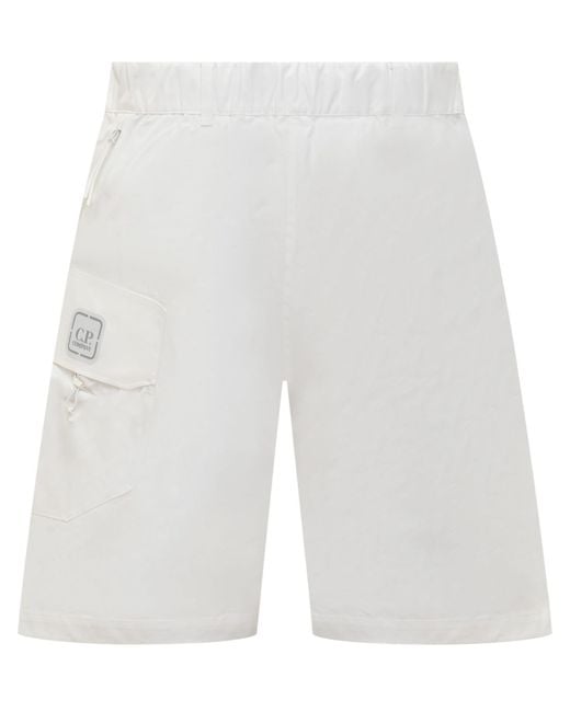 C P Company White Metropolis Cargo Shorts for men
